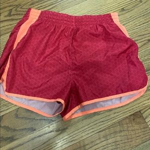 champion red and orange athletic shorts